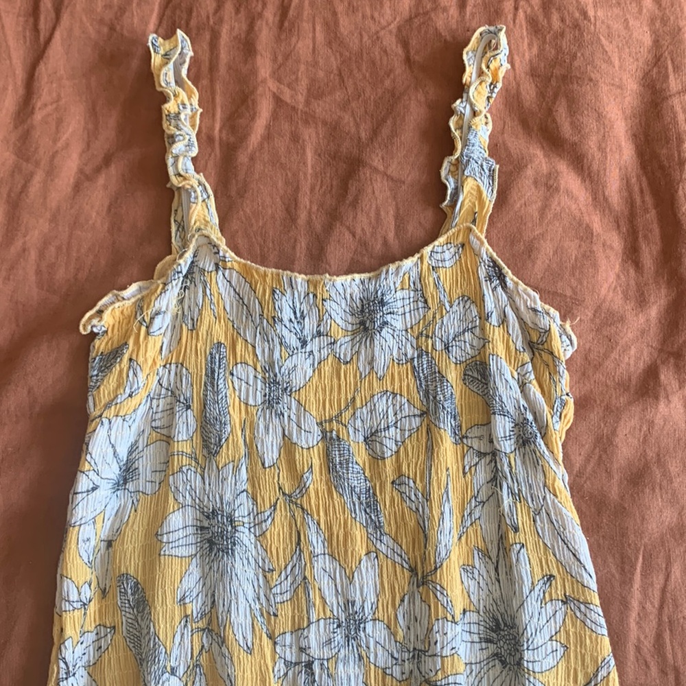 Pull and Bear floral yellow mini dress